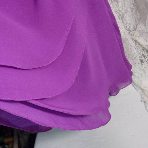 Purple Passion Strapless Sexy Satin Flirty Chiffon Evening Prom Dress Size 10 - Picture 3 of 7